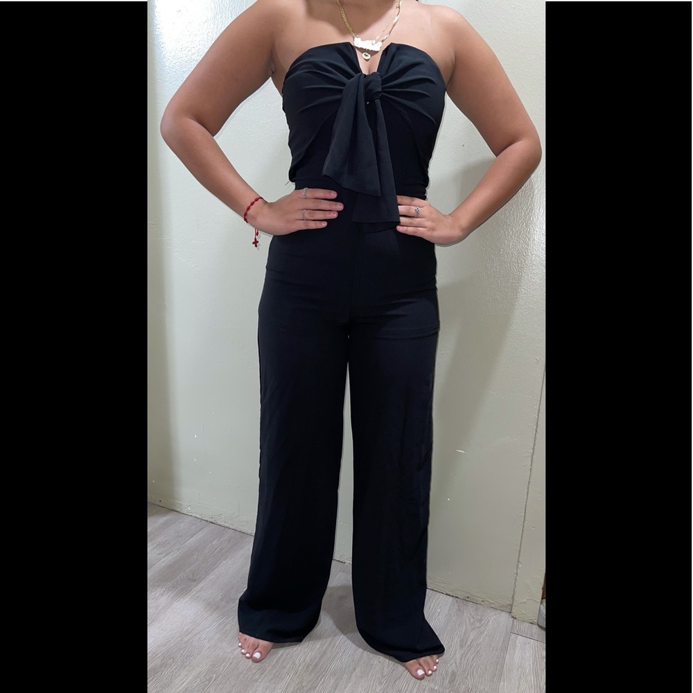 Black strapless jumpsuit